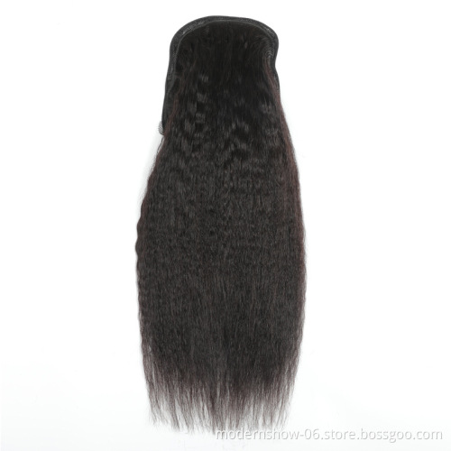 Raw Virgin Indian Brazilian Human Hair wrap Ponytail, Wholesale Human Hair Drawstring Ponytail, Human Hair Ponytail